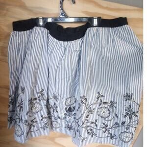 Women's Boden Midi Skirt Navy/Floral Embroidered Plus 16